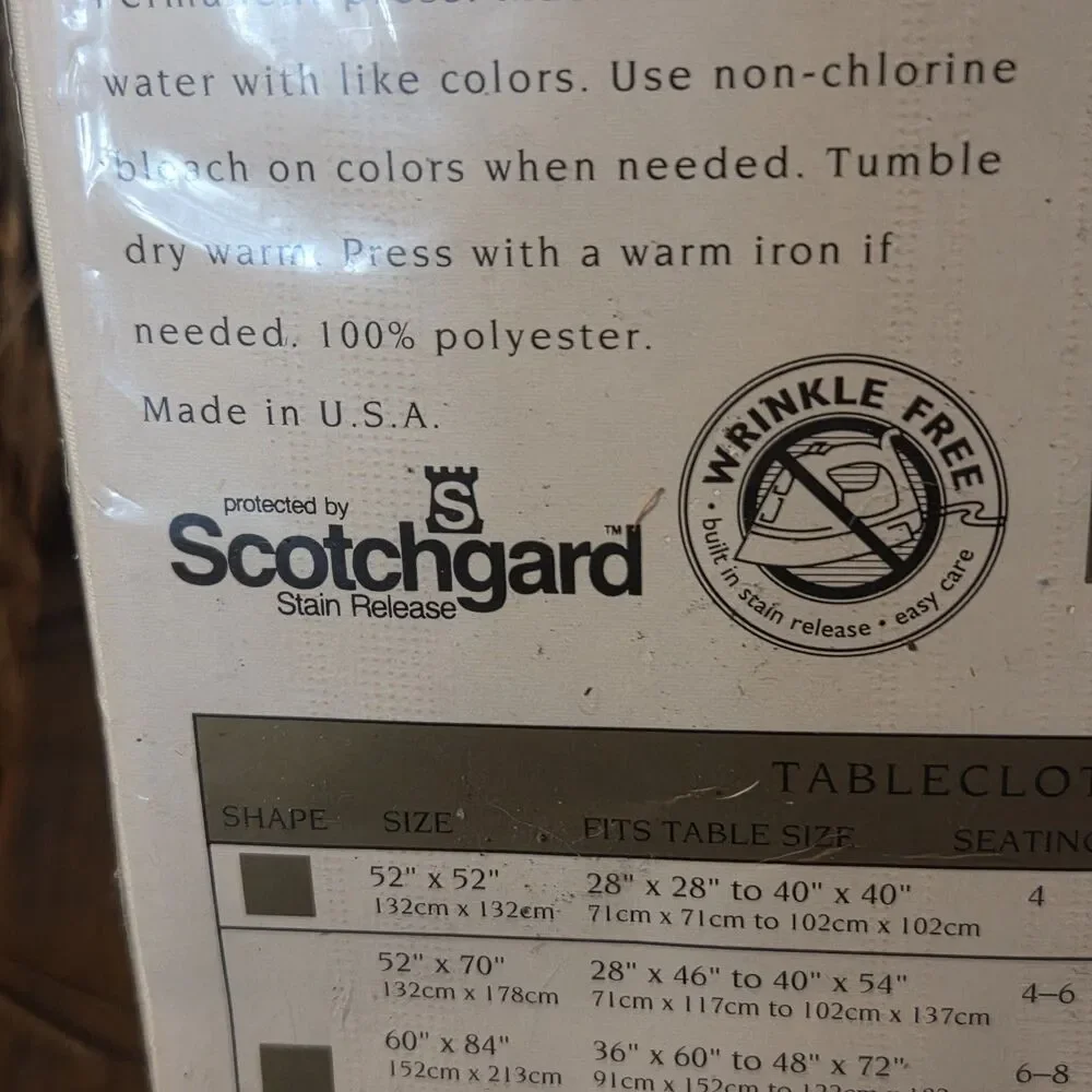 Satin Splendor Wrinkle Free Scotchguard 60x84” Ivory Oblong VTG New